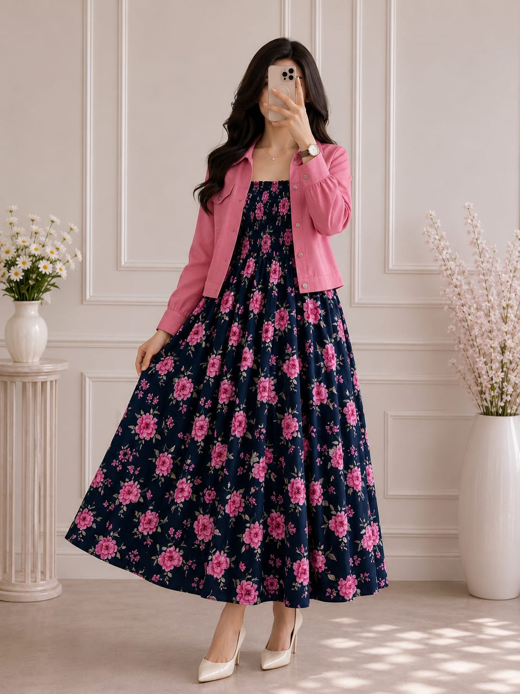WESTERN SMOKING BEAUTIFUL FLORAL PRINTED MAXI