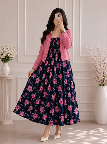 WESTERN SMOKING BEAUTIFUL FLORAL PRINTED MAXI