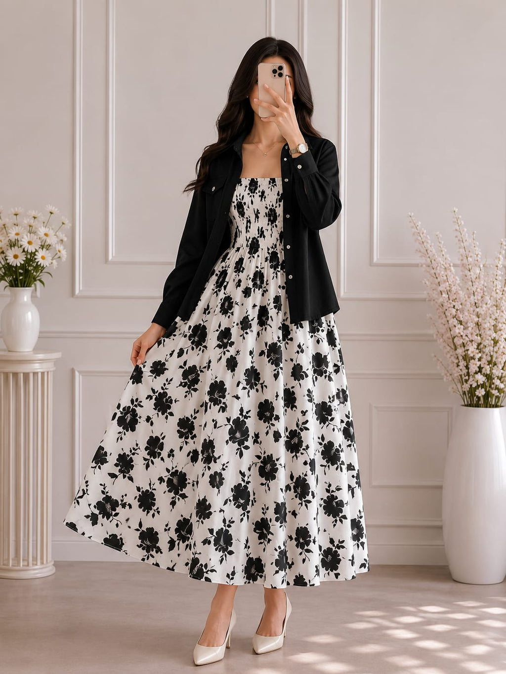WESTERN SMOKING BEAUTIFUL FLORAL PRINTED MAXI