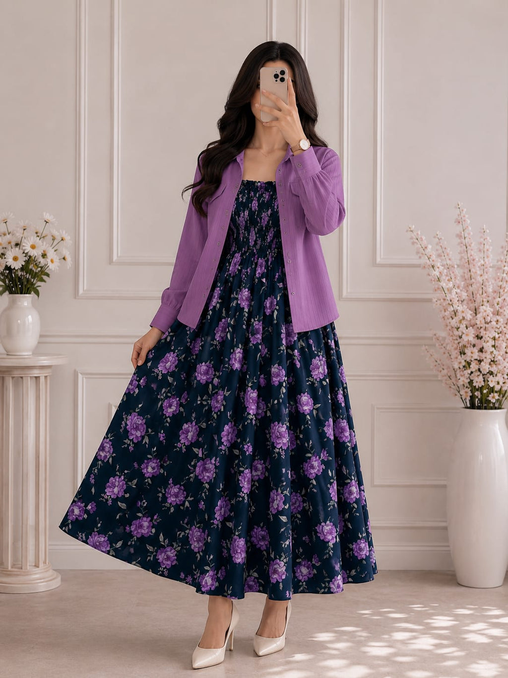 WESTERN SMOKING BEAUTIFUL FLORAL PRINTED MAXI