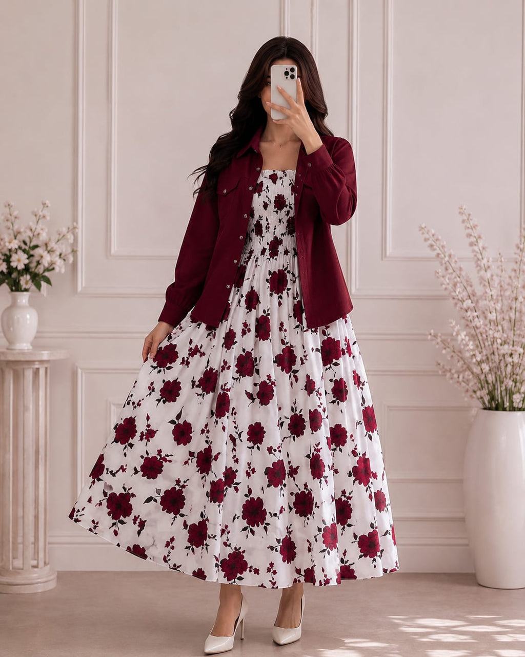 WESTERN SMOKING BEAUTIFUL FLORAL PRINTED MAXI