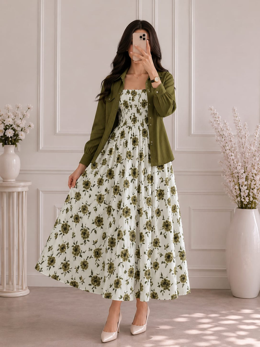 WESTERN SMOKING BEAUTIFUL FLORAL PRINTED MAXI