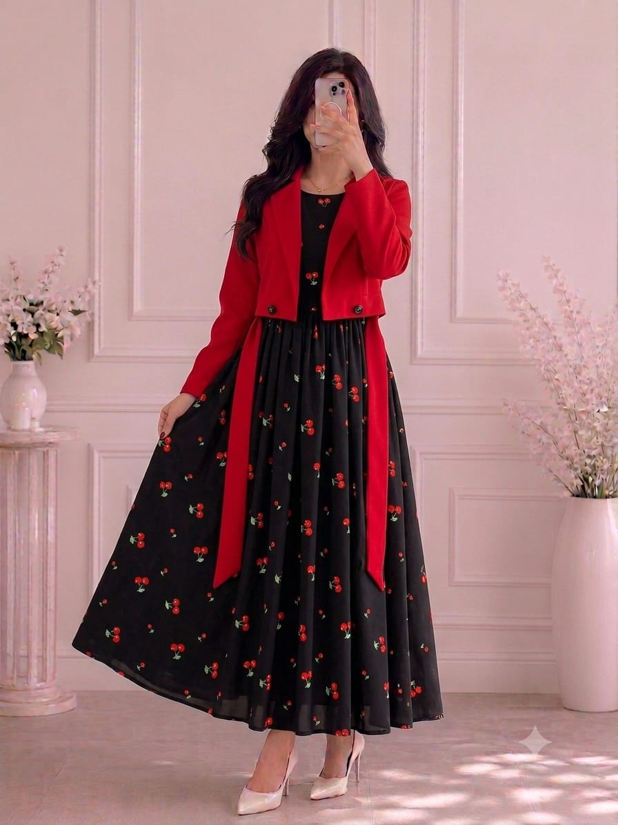 Elegant floral printed Maxi Dress