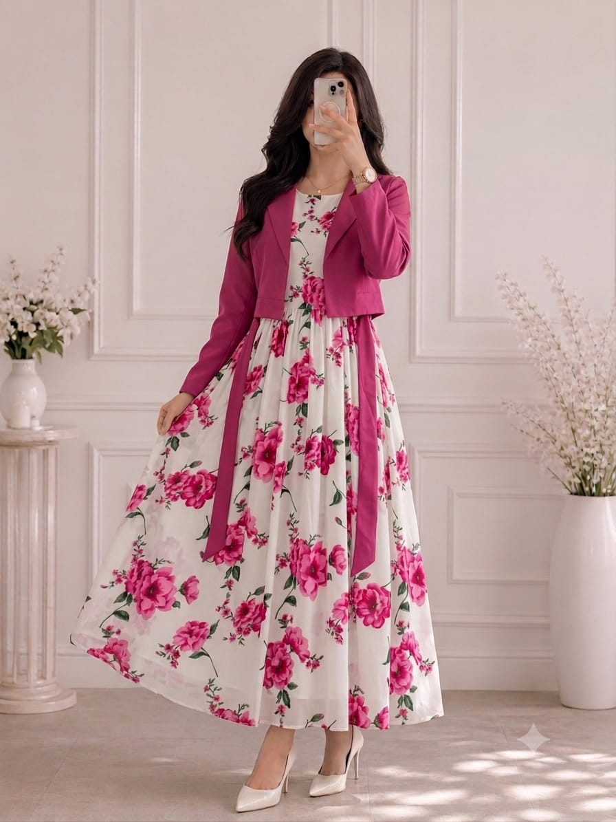 Elegant floral printed Maxi Dress