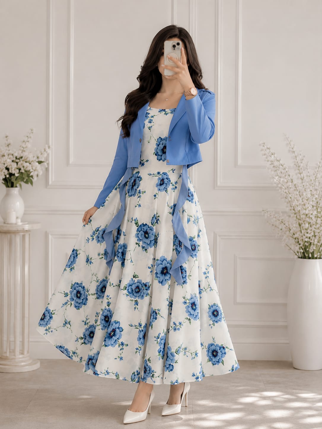 Elegant floral printed Maxi Dress