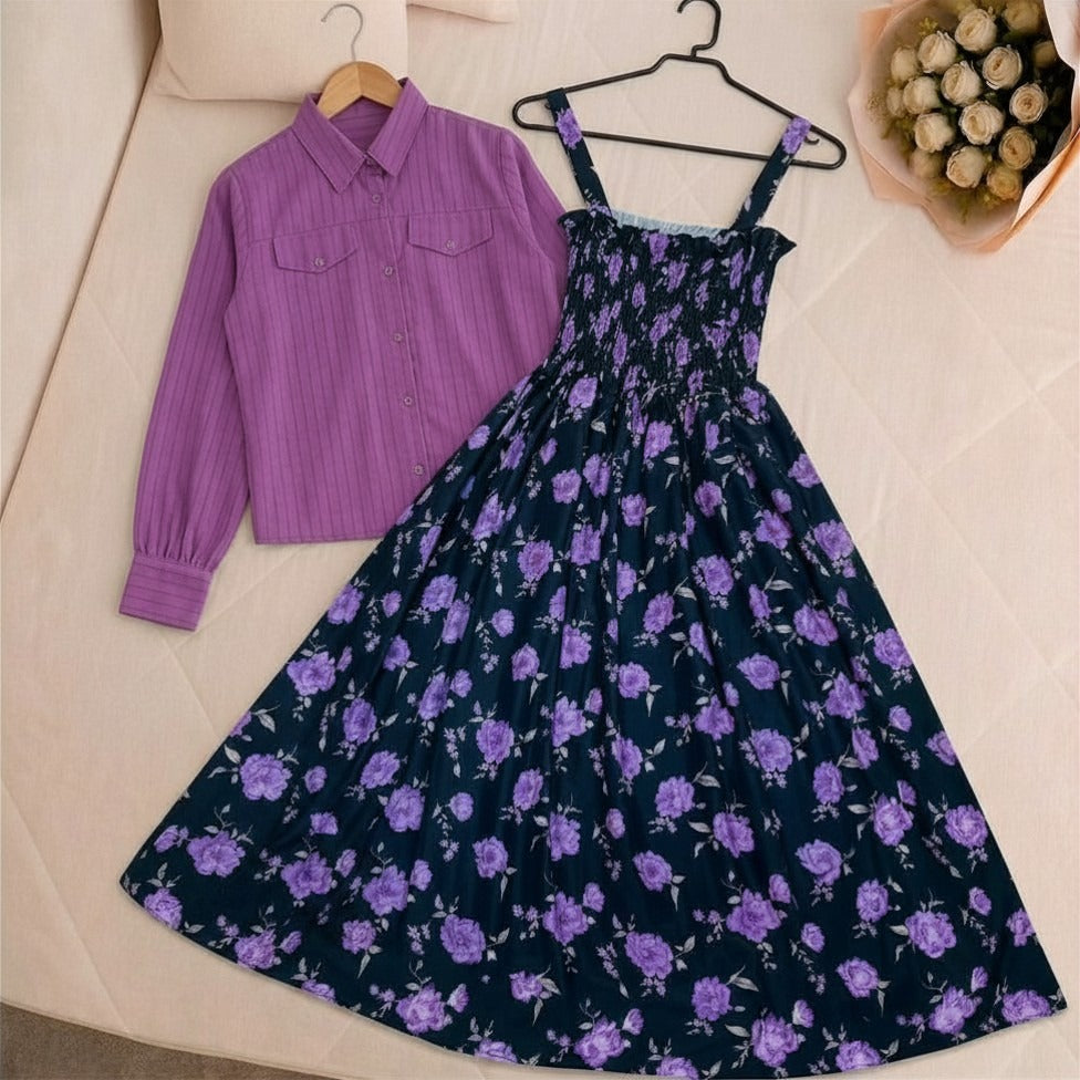 WESTERN SMOKING BEAUTIFUL FLORAL PRINTED MAXI