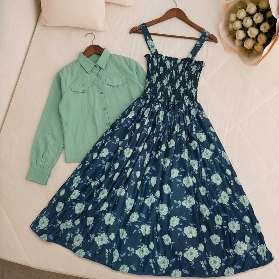 WESTERN SMOKING BEAUTIFUL FLORAL PRINTED MAXI