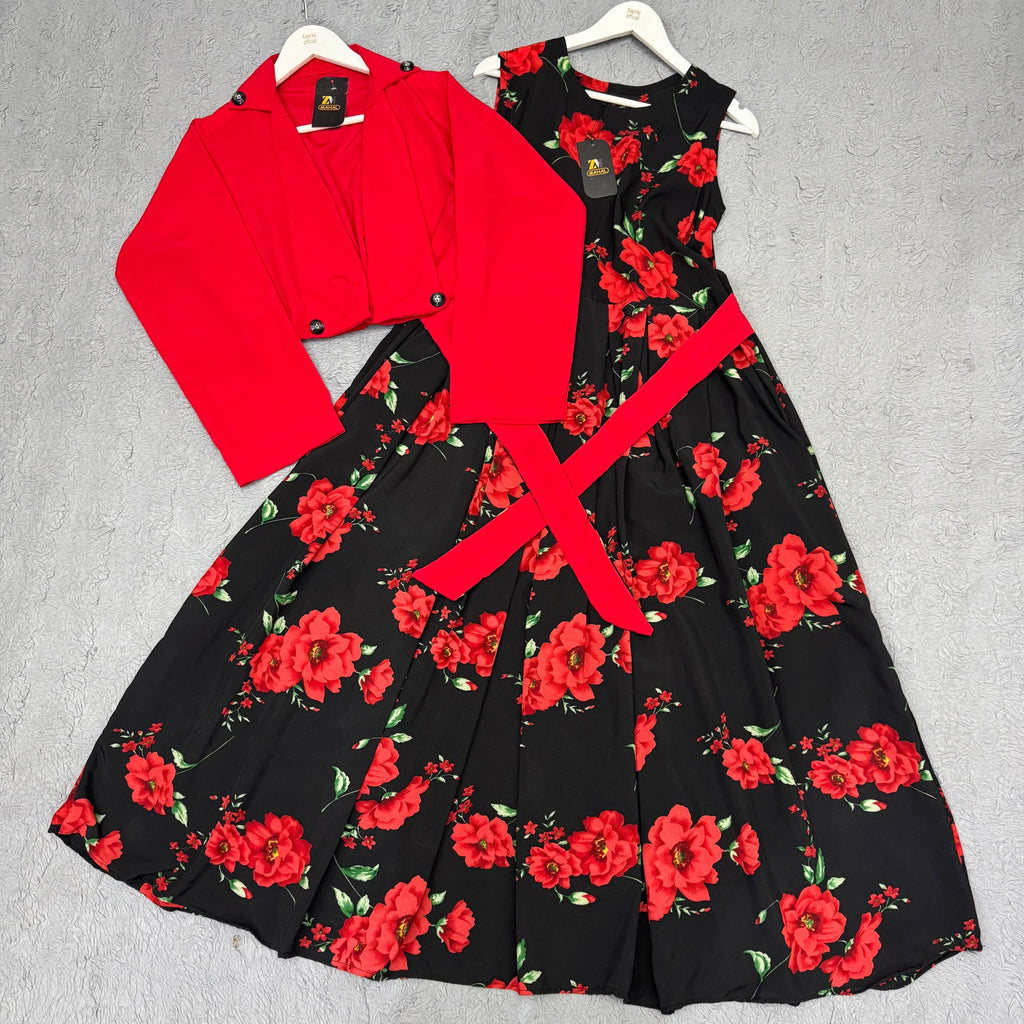 Elegant floral printed Maxi Dress